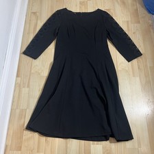 Talbots Lace Sleeve Ponte Fit & Flare Lace Trim Dress in black Size 4P