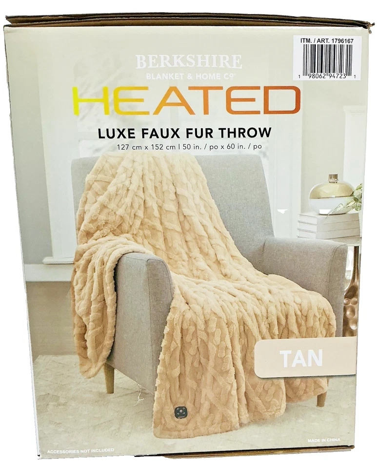 Berkshire Blanket & Home Co. Piel sintética gris con calefacción reversible 50 x 60 suave Foto 2 de 4