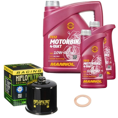 HiFlo Ölfilter Set MANNOL 10W40 6L für Triumph Rocket 2300 III C23XB Bj.2006