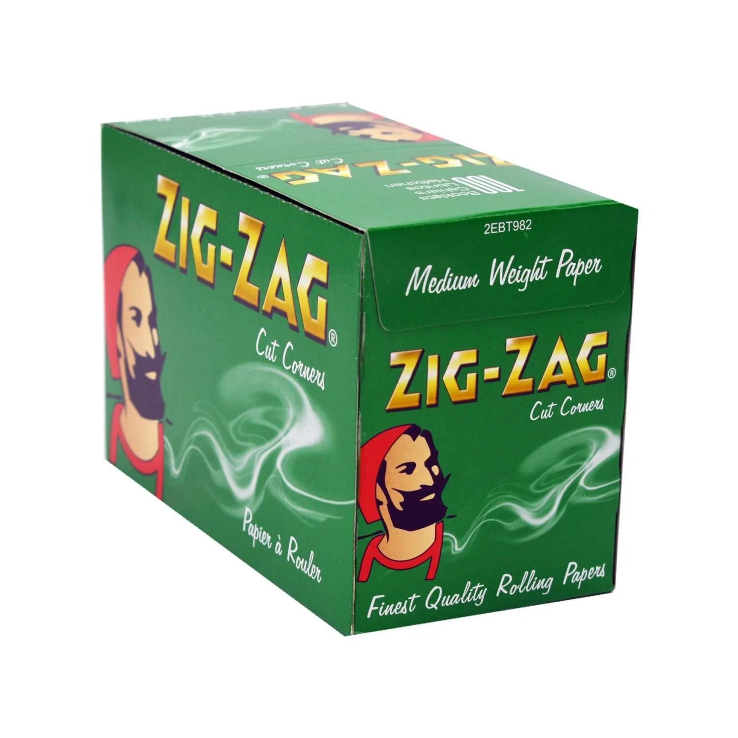 Zig-Zag Green Standard Rolling Papers – 100 Booklets Box | Cut Corner