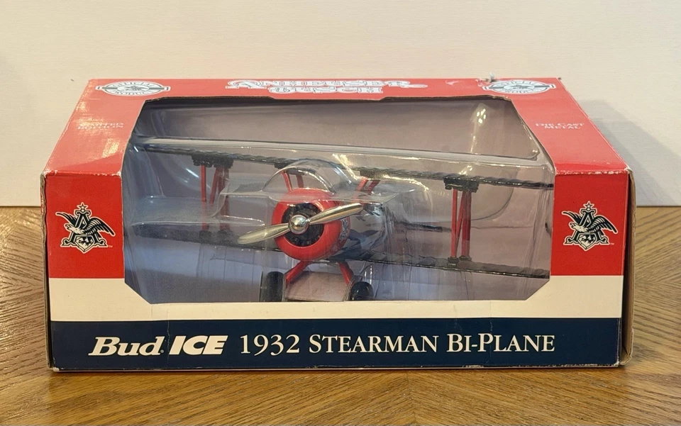 Bud Ice 1932 Stearman Bi-Plane, Vintage Airplane Collector’s Bank Budweiser 1995 - Image 3 of 4