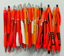 30ct Mixed Lot Misprint Retractable Click Pens: ORANGE / TANGERINE