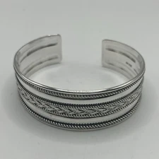 Sterling Silver Cuff with Roping and Braiding Details