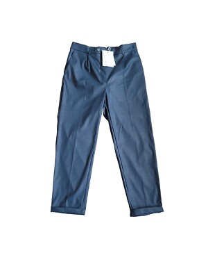 Jane Lushka 3/4 Length Oslo Pants Blue Leather Trousers Size S RRP  110