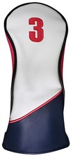 Majek Golf Protective Navy Blue Pink White and Black 3 Fairway Wood Head Cover