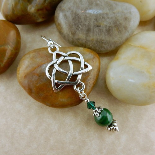 Silver Celtic Trinity Knot earrings w/ Your choice of gemstones & Swarovski bead - Picture 9 of 16