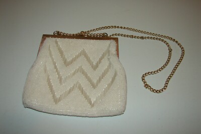 Vintage Original 1950's Walborg Beaded Purse White 