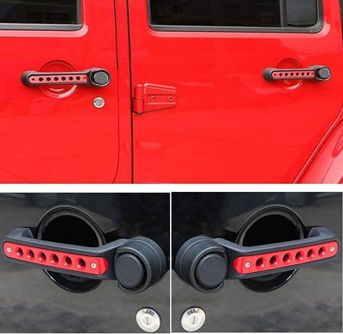 Aluminum Door Grab Handle Inserts Cover Trim for 2007-2018 Jeep Wrangler JK