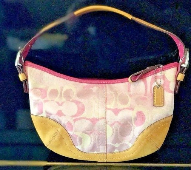 pink and tan coach purse