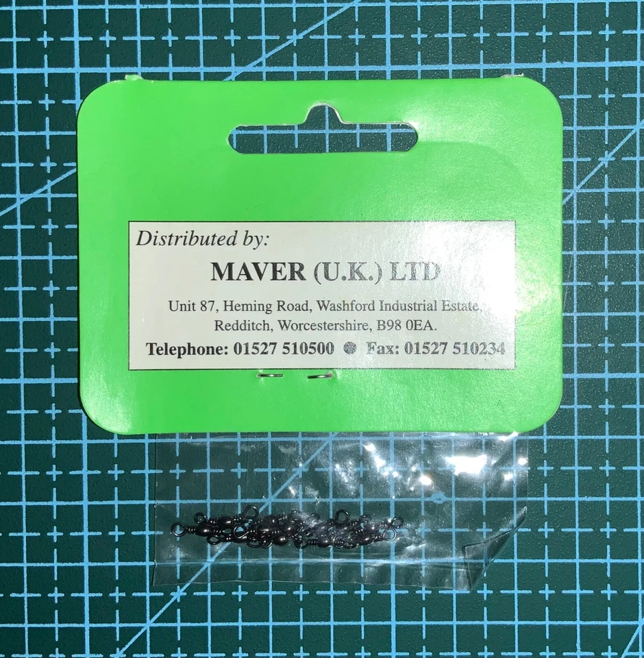 Maver Size 18 Barrel Swivel, Pole Fishing Accessories, Pack Of 12, New Old Stock - Image 2 of 2