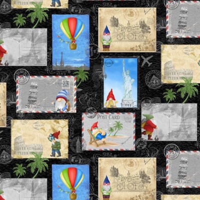 Fat Quarter Timeless Treasures Postkarte Urlaub Urlaub Gonk 100% Baumwollstoff
