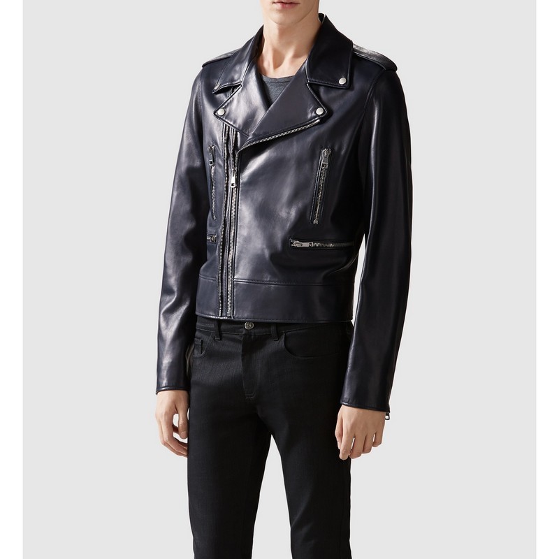 NWT GUCCI Moto Blouson Black Cafe Racer Mens Lamb LEATHER