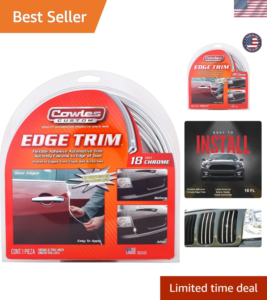 18ft Chrome U-Channel Door Edge Guard Trim for Vehicle Protection