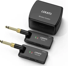 LEKATO 2.4GHz Wireless Guitar Transmitter Receiver Charging Box 1/4”& 1/8”Plug
