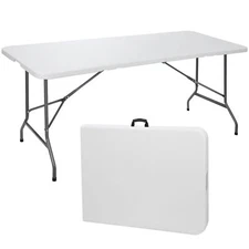 6FT Plastic Folding Table Portable Fold-in-Half Picnic Party Camp Indoor Outdoor