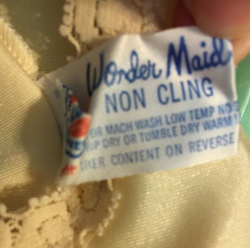 Vintage WONDER MAID 36 Beige Full Non Cling Slip UNION MADE IN USA Retro Pin-Up - Picture 6 of 7
