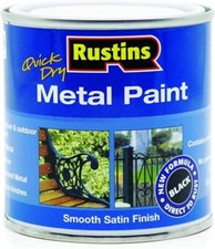 RUSTINS QUICK DRY METAL PAINT AVAILABLE IN FIVE COLOURS SMOOTH SATIN FINISH NEW