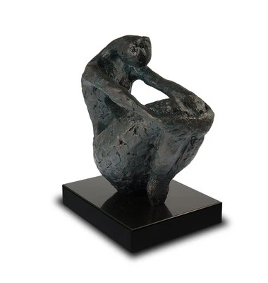 Abstrakte weibliche Skulptur Statue "La Pensèe". Sockel schwarzer Marmor. - Bild 1 von 4
