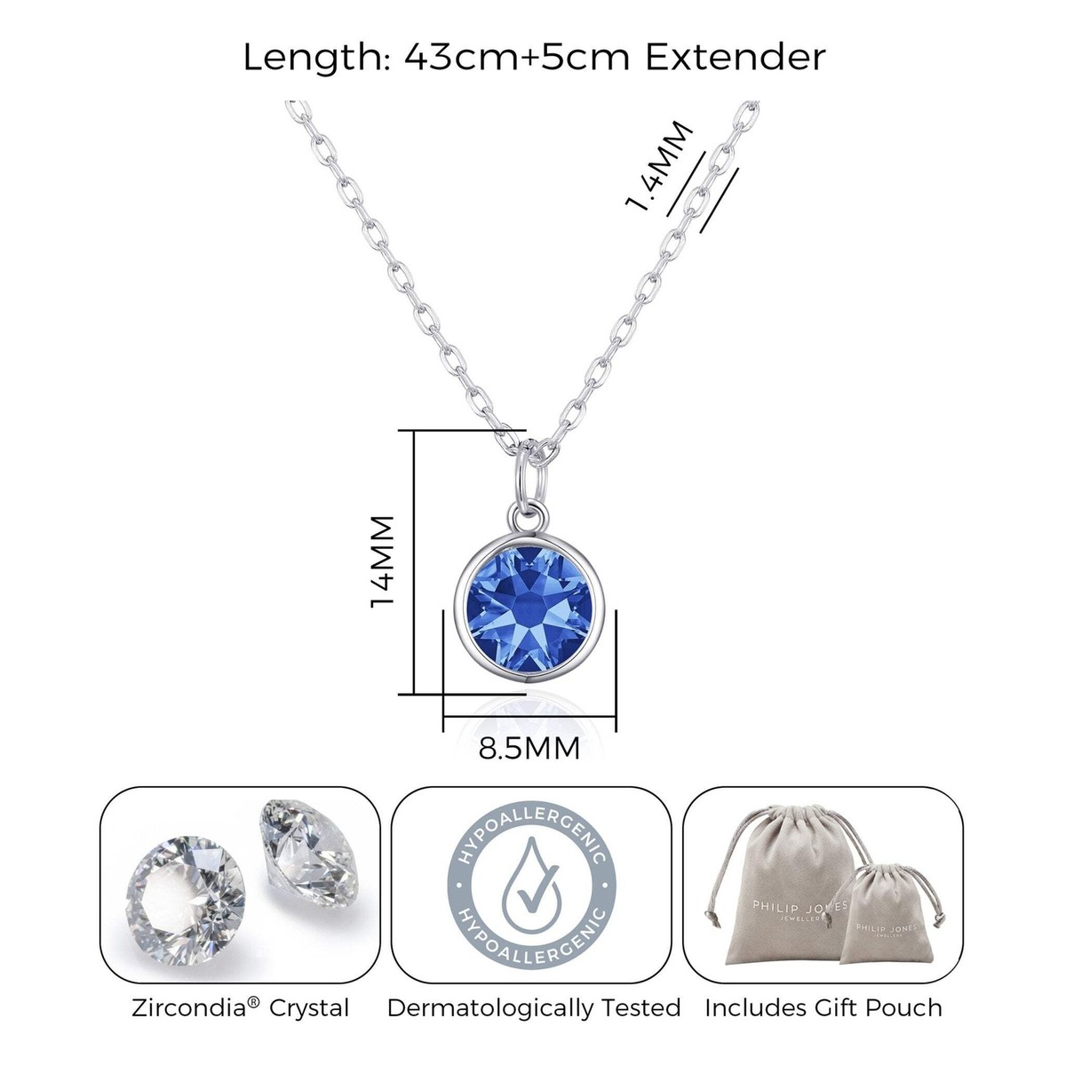 September (Sapphire) Birthstone Necklace Created with
