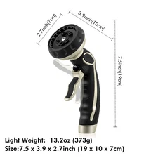 RESTMO Hose Nozzle Heavy Duty Metal Water Hose Sprayer with 9 Spray Patterns-USA
