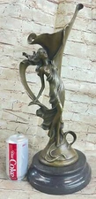 Beautiful nude Goddess Flower Vase Bronze Sculpture Home Decor Figurine SALE