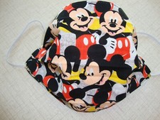 FACE MASK - ADULT - "MICKEY MOUSE GALORE" - NEW - REVERSIBLE - HOMEMADE