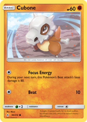 1x Cubone 90/214  Unbroken Bonds Pokemon TCG Card NM