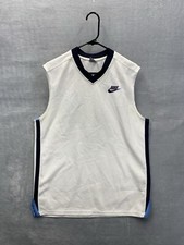 NIKE Basketball Jersey Mens Sleeveless White Mesh VTG Y2K's Swoosh Size M