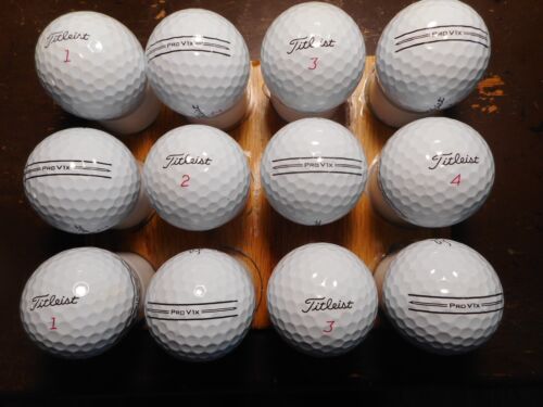 12 Titleist 2023/2024 Pro V1X Enhanced Alignment 5A Mint No Logo Used Golf Balls