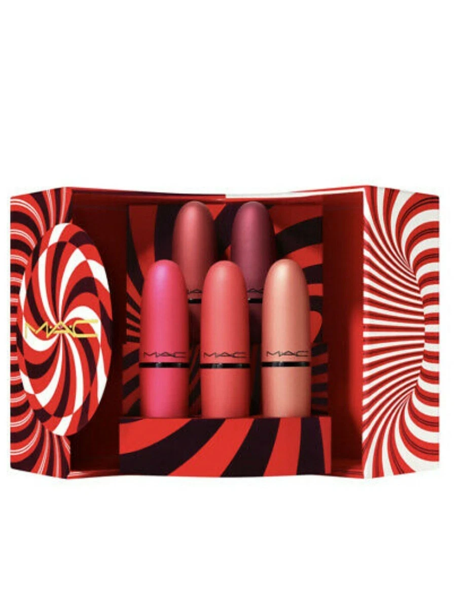 MAC Mistletoe Matte Powder Kiss Lipstick Set 5x Lipsticks Limited Edition