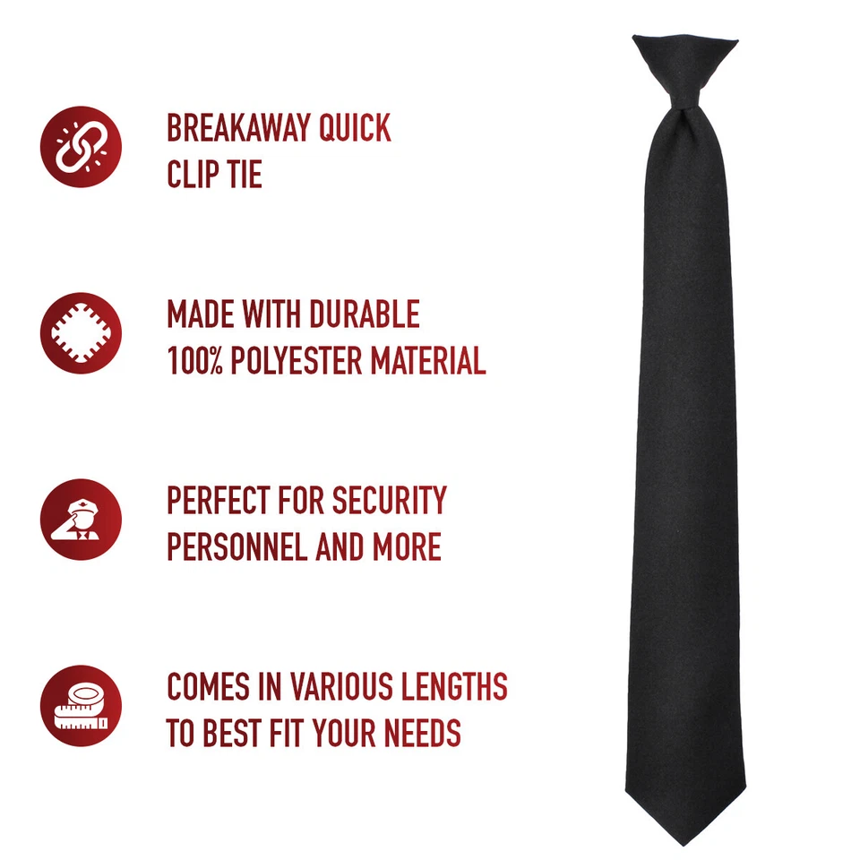 Corbatas con clip Police Issue en negro 16-22 pulgadas de longitud corbata con clip separable Foto 2 de 2