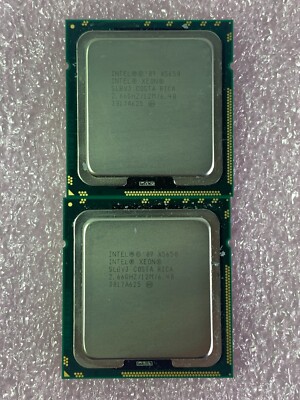 Lot of 2 Intel Xeon X5650 2.66GHz 6 Core 12MB 6.4GT/s 95W Processor SLBV3