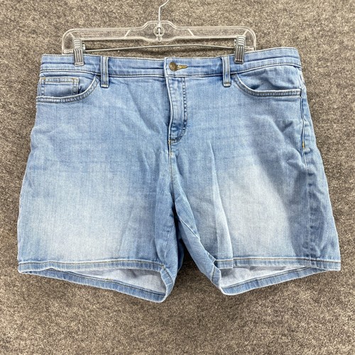 Chaps Shorts Women 14P Petite Blue Denim Light Wash High Rise Chino Pockets - Picture 4 of 10
