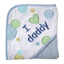 Luvable Friends Baby Boy Hooded Towel, Blue Dad, One Size