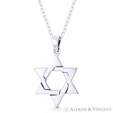 Star of David Jewish Magen Charm Oxidized .925 Sterling Silver Necklace Pendant
