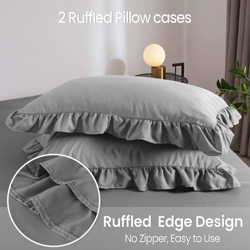 Luxury Ruffled Frill Duvet Quilt Cover Bedding Set Single Double King Size - Picture 23 of 46