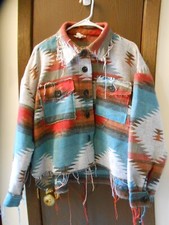 Women's Moon Ryder Long Sleeve Multi-color Tribal Print Hi-lo Jacket Size L