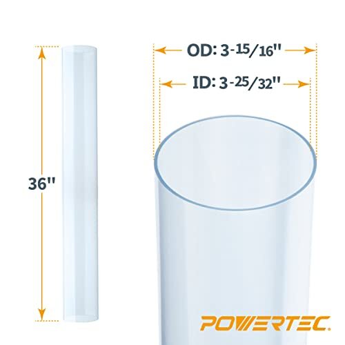 POWERTEC 70272V Clear PVC Pipe 4" " Long 1PK Rigid Plastic Tubing for D