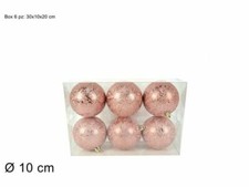 Serie 6 Palle Palline Albero Di Natale Rosa Antico Ghiaccio 10cm Addobbi dfh