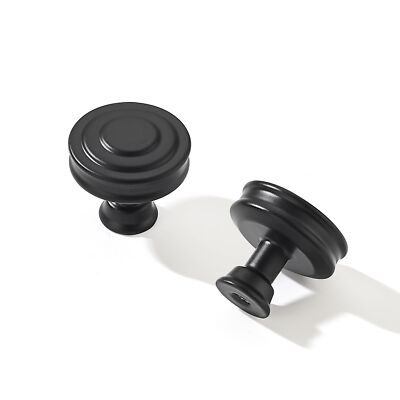 10 Pack 1-1/4 Inch32mm Matte Black Round Cabinet Knobs Heavy Duty Solid Cabin...