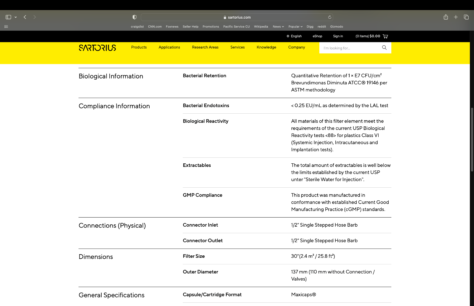 Sartorius Sartopore 2 XLG Maxicaps Sterile Capsule Filter 5447307G1 for