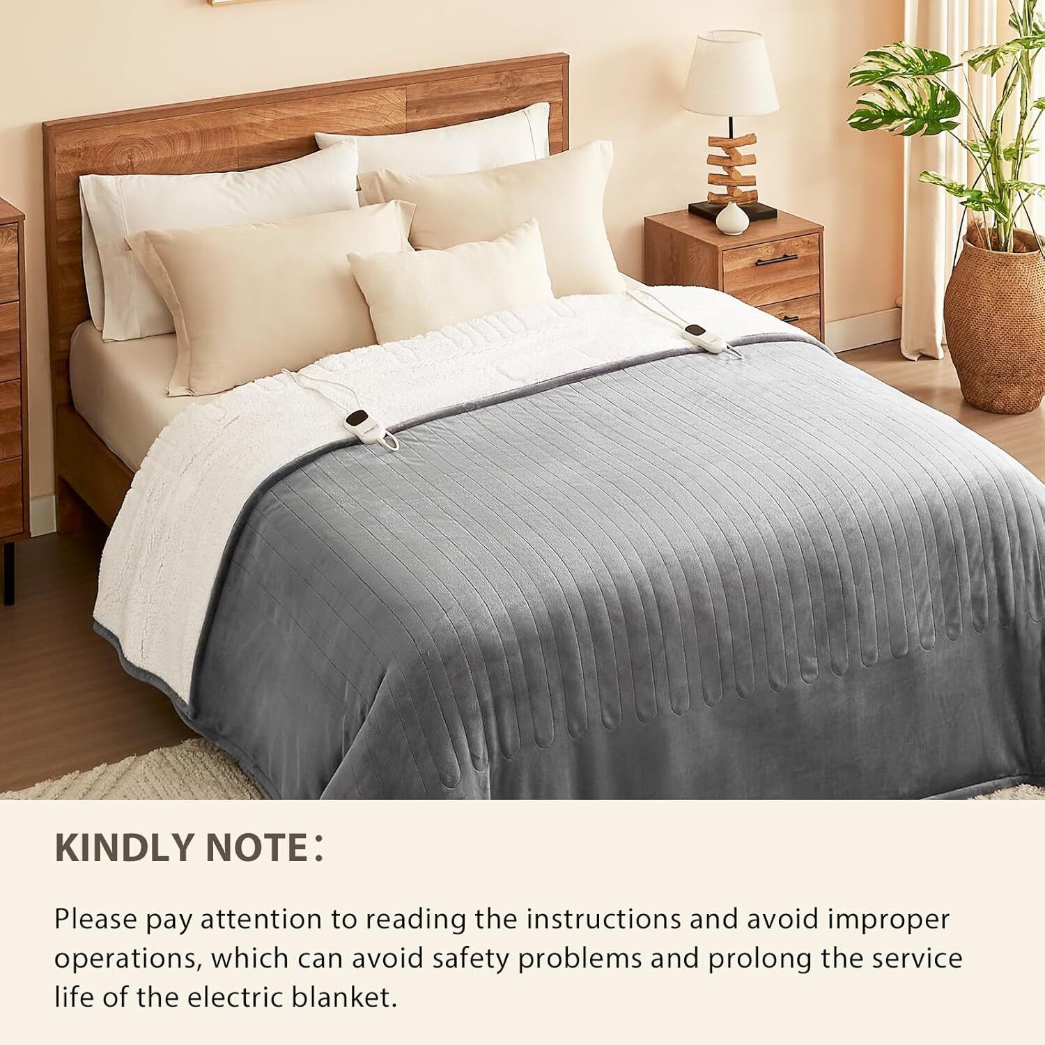 Homemate Electric Heated Blanket Twin - 62"x84" Heating Bed Blankets Throw