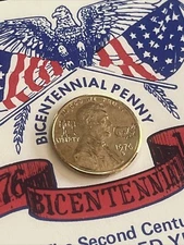 UNCIRCULATED Overstamped 1976 Lincoln penny Bicentennial Commemorative
