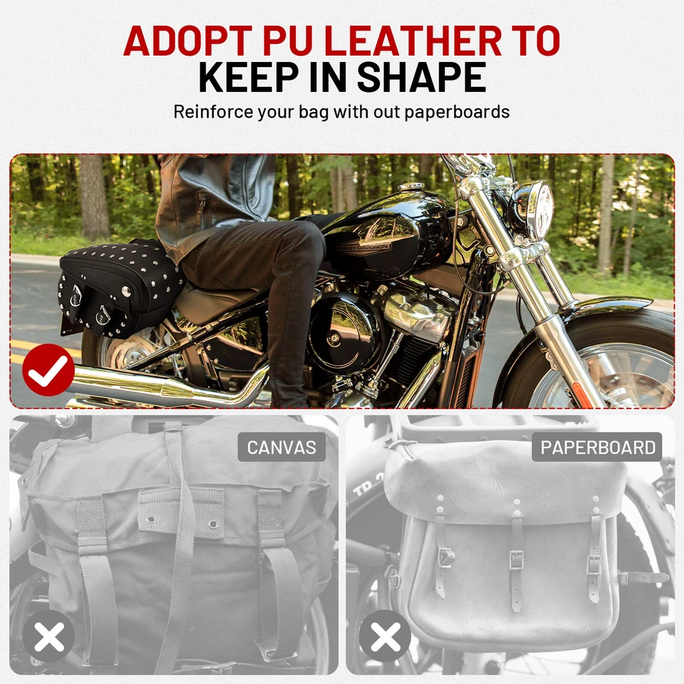 Motorcycle Saddlebags Saddle Bags For Harley Heritage Softail Classic Road King - Image 3 of 4