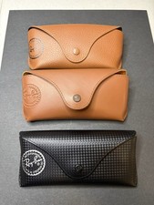 Ray-Ban Soft Faux Leather Snap Case Brown/Black Logo Fits Glasses/Sung Lot 3