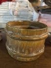 McCoy USA Ceramic Pottery Brown Planter Bamboo Pattern Barrel #3001