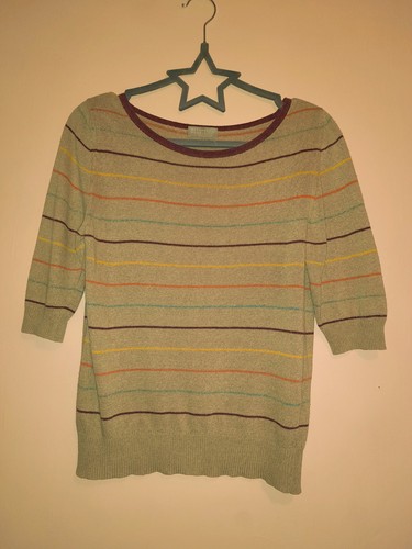 Margaret Howell Jumper Silk Cashmere Blend 8 Half Sleeve Striped - Picture 1 of 6
