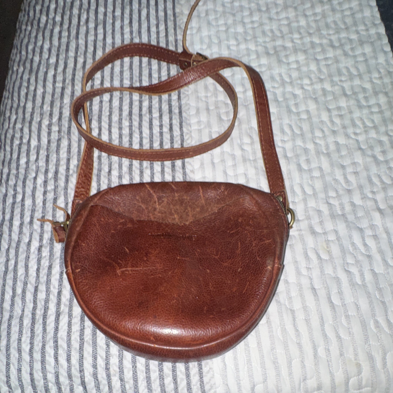 Portland Leather Cross Body with Zip Closure, Zipper Accents & Distressed Finish