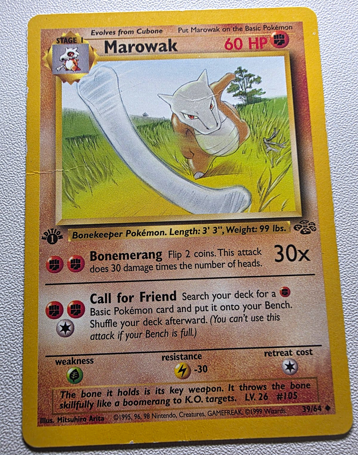 WOTC Marowak 39/64 Jungle 1st Edition 1999 English Uncommon MP shadowless
