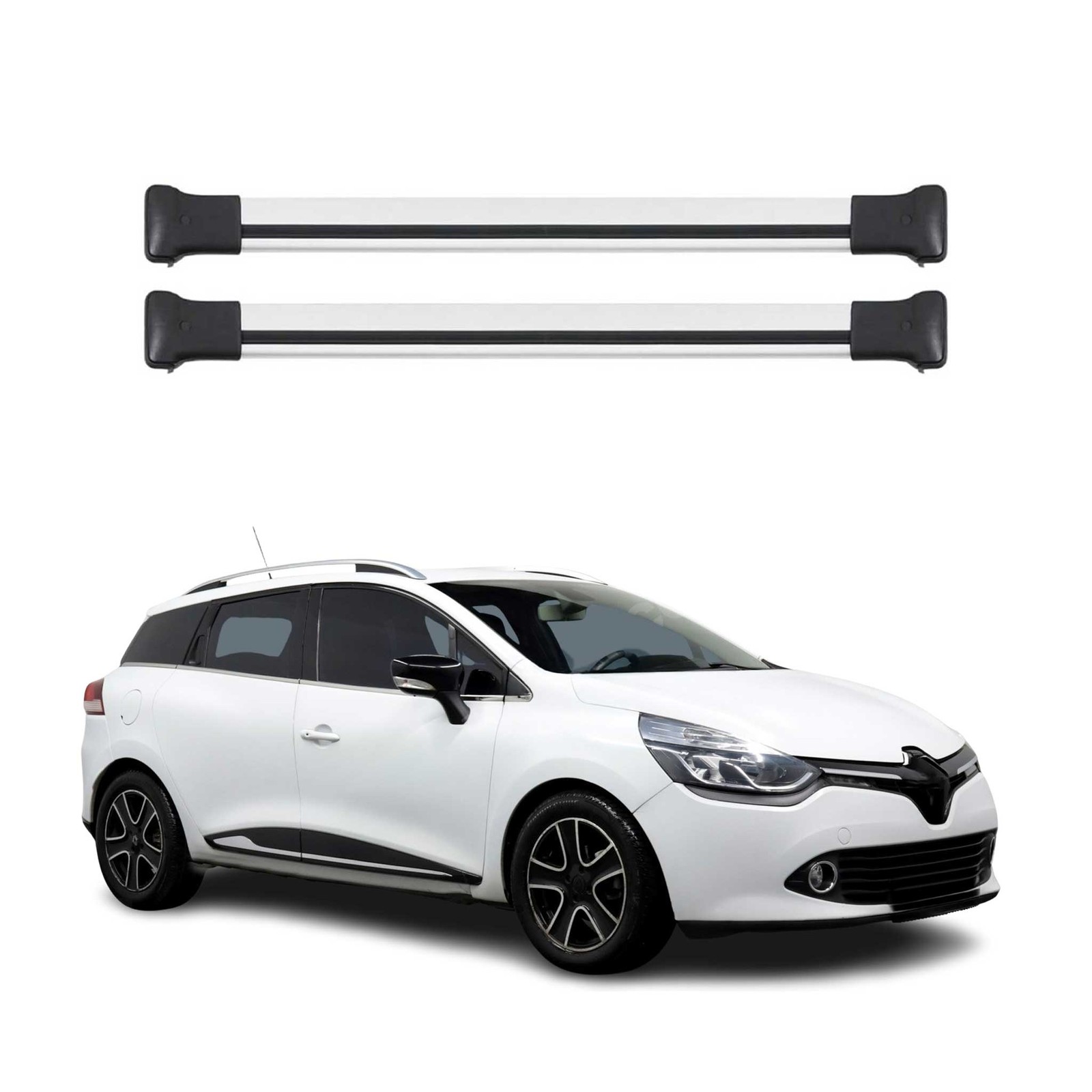 Barres de toit haut de gamme en aluminium gris design pour Clio SW 2012-2019